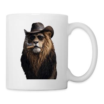 Lion avec chapeau, lunettes de soleil et cigares - Mug blanc - blanc - Droite