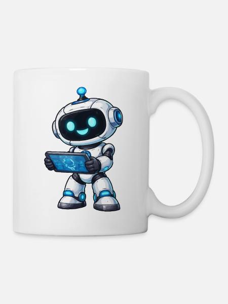 Kleiner Roboter mit Tablet - Tasse - Weiß
