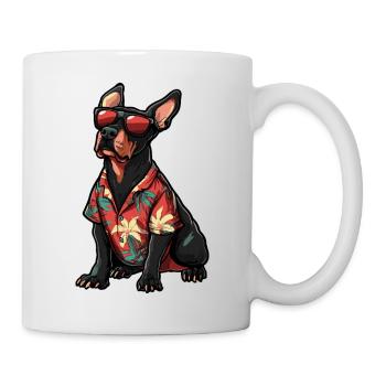 Dobermann Hund Comic Urlaub - Tasse - Weiß - Rechts