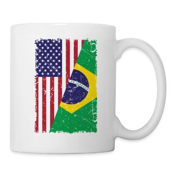 USA Brazil Flag Brazilian American Gift - Mug - white - Right
