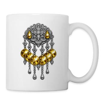 Golden Sølje Brooch with Silver Ornament - Mug - white - Right