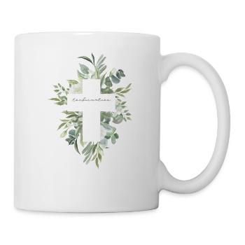 Konfirmation Geschenk – Florales Kreuz Design - Tasse - Weiß - Rechts
