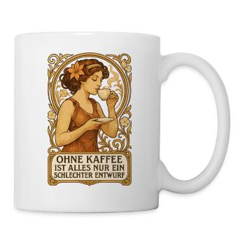 Pin-Up Kaffee Art Nouveau: Ohne Kaffee Entwurf - Tasse - Weiß - Rechts