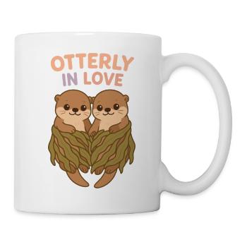 Otterly In Love – Sweet Otter Couple Pastel - Mug blanc - blanc - Droite