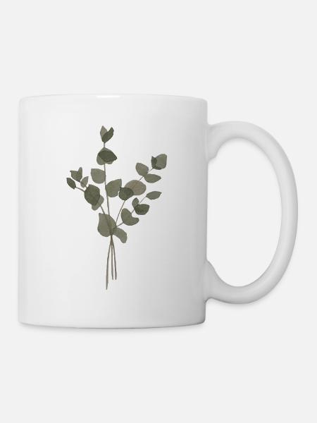 Eukalyptus-Aquarell - Tasse - Weiß