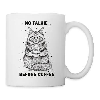 Kein Gespräch Vor Kaffee Liebhaber Katze - Tasse - Weiß - Rechts
