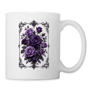 Rosen, Lila Rosen, Rose & Blumen - Tasse - Weiß - Rechts