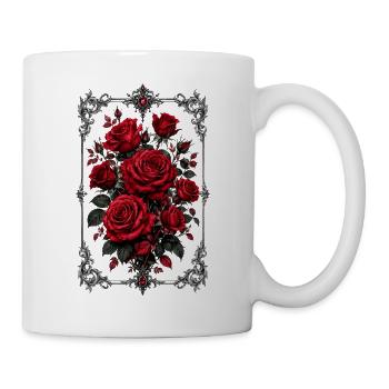 Roses, Roses rouges, Roses et Fleurs - Mug blanc - blanc - Droite