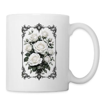 Roses, Roses blanches, Roses et Fleurs - Mug blanc - blanc - Droite