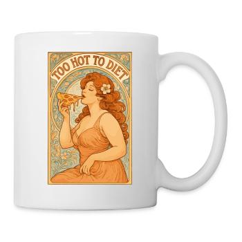 Art nouveau Pin-Up : Pizza – Trop chaud pour être diété. - Mug blanc - blanc - Droite