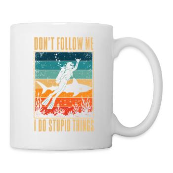 T-shirt du requin plongeur ne me suis pas - Mug blanc - blanc - Droite
