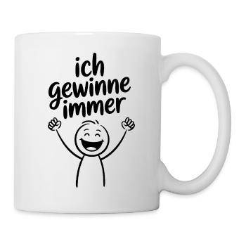 Strichmännchen: Ich gewinne immer  - Tasse - Weiß - Rechts