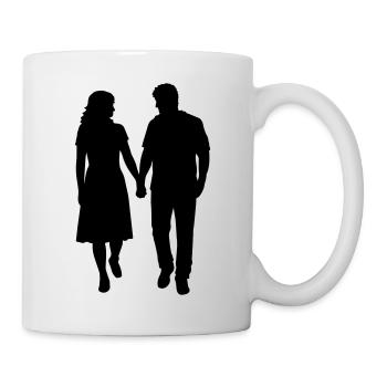 Couple Silhouette Amour Romance Petit ami de la Saint-Valentin - Mug blanc - blanc - Droite
