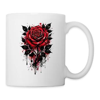 Rose, Rote Rose, Rose & Blumen - Tasse - Weiß - Rechts