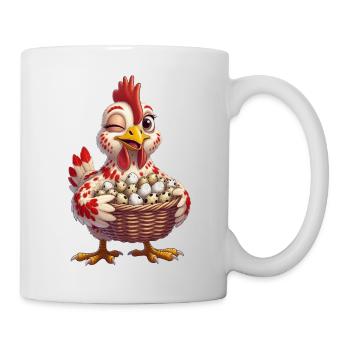 Chicken with a basket full of eggs - Mug - white - Right