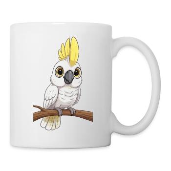 Lustiger Kakadu mit großen Augen - Tasse - Weiß - Rechts