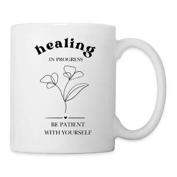 Filigree floral silhouette healing - Mug - white - Right