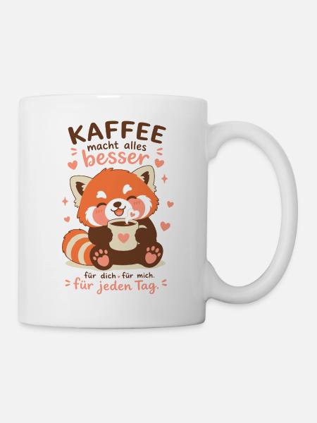 Roter Panda mit Kaffee - Tasse - Weiß