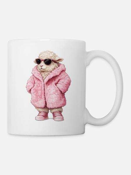 Pink Fleece Lamb Sunglasses - Mug - white