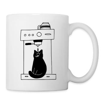 Black Cat Coffee Addict Minimalist - Mug - white - Right
