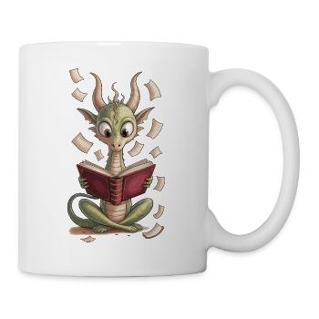 Dragon with Book Shirt Gift for Book Lover - Mug - white - Right