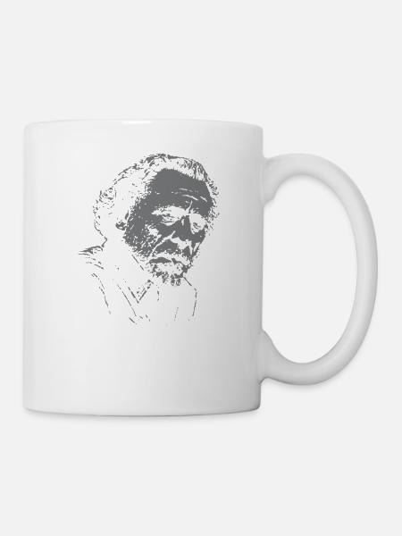 Zitat von Charles Bukowski über das Lesen von Büchern - Tasse - Weiß
