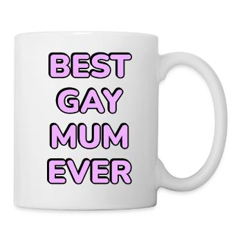 Beste schwule Mutter aller Zeiten Pink Text - Tasse - Weiß - Rechts