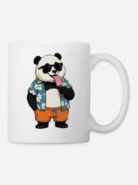 Panda Strand mit Eis - Tasse - Weiß