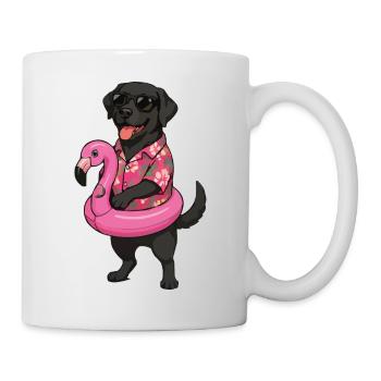 Hawaiianischer Hund mit Flamingo-Ring - Tasse - Weiß - Rechts