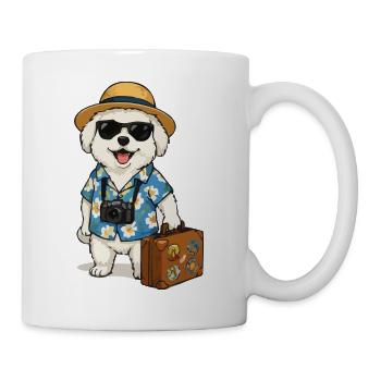 Travel dog with camera in Hawaiian look - Mug - white - Right
