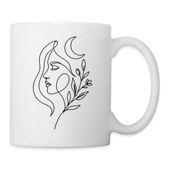 Minimalist Celestial Woman with Botanical Elements - Mug - white - Right