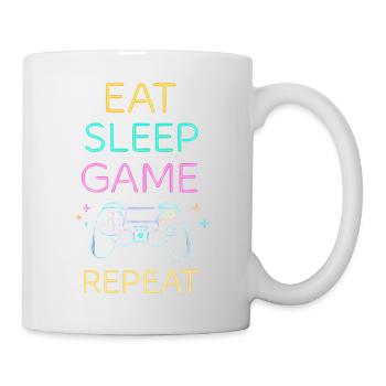 EAT SLEEP GAME REPEAT Neon Zocken Gaming - Mug - white - Right