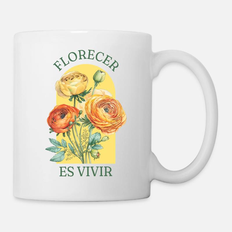 Florale Ranunkeln - Tasse - Weiß