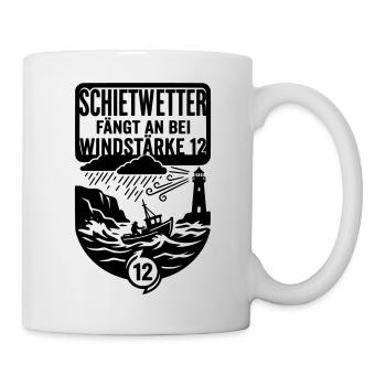 Schietwetter Moin Küste Windstärke 12 - Tasse - Weiß - Rechts