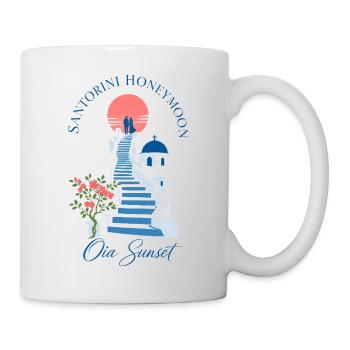 Romance Gift, Santorini Honeymoon Oia Sunset Steps - Tasse - Weiß - Rechts