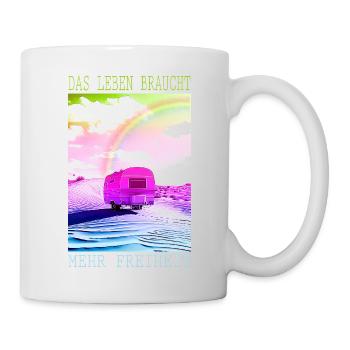 Bunter Wohnwagen Roadtrip Freiheit Camping - Tasse - Weiß - Rechts