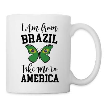 Papillon du drapeau du Brésil - Mug blanc - blanc - Droite