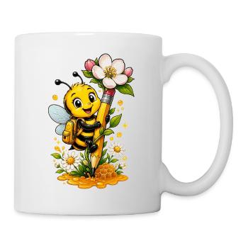 abeille, apiculteur, nid d’abeille, fleurs, insecte des prairies, - Mug blanc - blanc - Droite