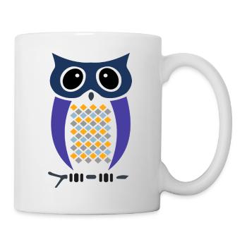 Geometric owl: minimalist owl in diamond pattern - Mug - white - Right