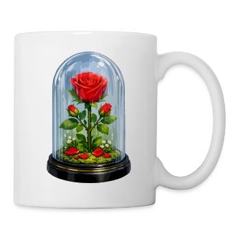 Ewige Rose im Glasglockenglas - Tasse - Weiß - Rechts