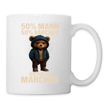 50% Mann 50% Bärchen Geschenk für Partner - Tasse - Weiß - Rechts