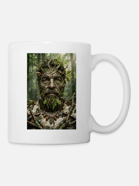 Forest spirit made of bark and moss - Mug - white