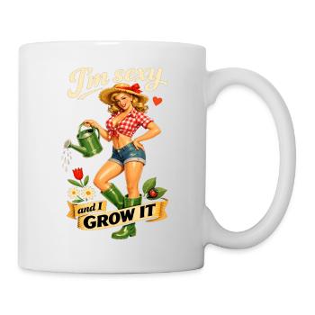 Jardinière pin-up sexy : Je suis sexy et je le cultive - Mug blanc - blanc - Droite