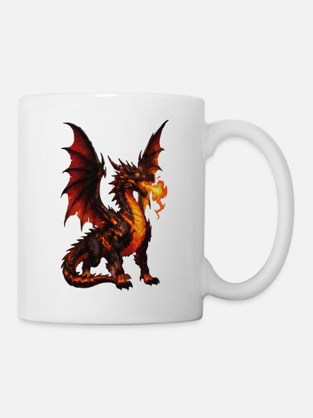 Feuerdrache Flammenatem - Tasse - Weiß