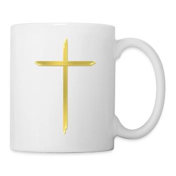 Goldenes Kreuz Pinselstrich - Tasse - Weiß - Rechts