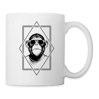Retro-Chic Chimp Diamond – Geometrie trifft Haltung - Tasse - Weiß - Rechts