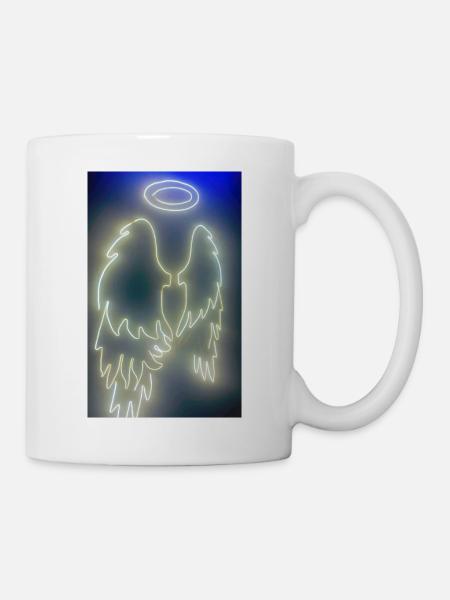Ailes lumineuses avec halo néon - Mug blanc - blanc