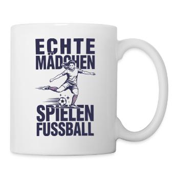 Echte Mädchen Spielen Fussball Frauen Power - Tasse - Weiß - Rechts