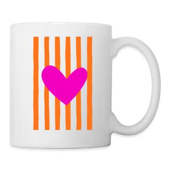 Pink Heart orange Stripes | Statement Design - Tasse - Weiß - Rechts