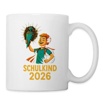 Schulkind 2026 Cartoon-Design - Tasse - Weiß - Rechts